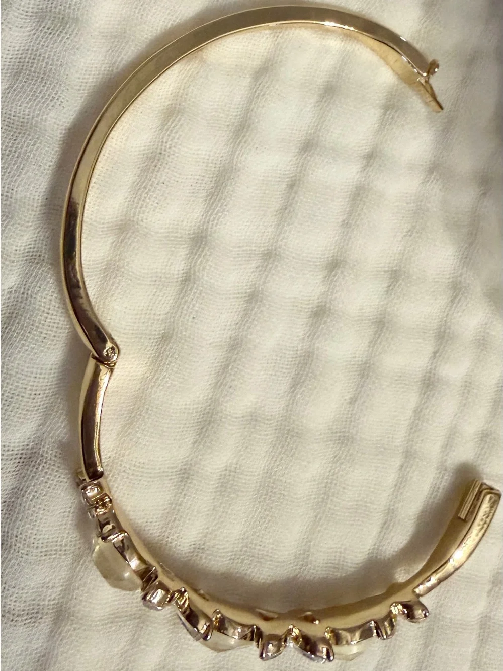 Anne Klein Gold Bracelet with Mother-of-Pearl Like Stones and Clear Crystals NWT
